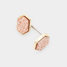 Load image into Gallery viewer, Hex Druzy Studs
