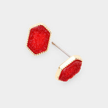 Load image into Gallery viewer, Hex Druzy Studs
