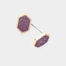 Load image into Gallery viewer, Hex Druzy Studs
