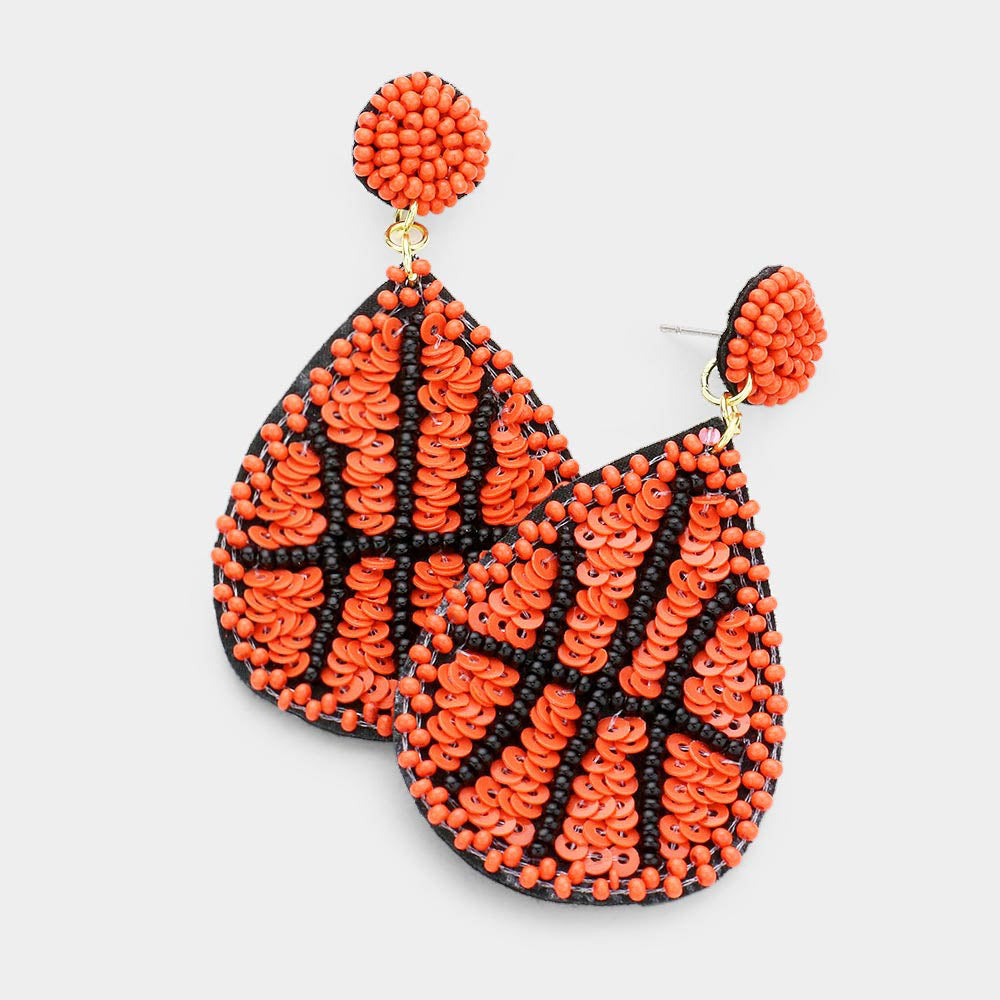 Basketball Beaded & Sequin Dangles