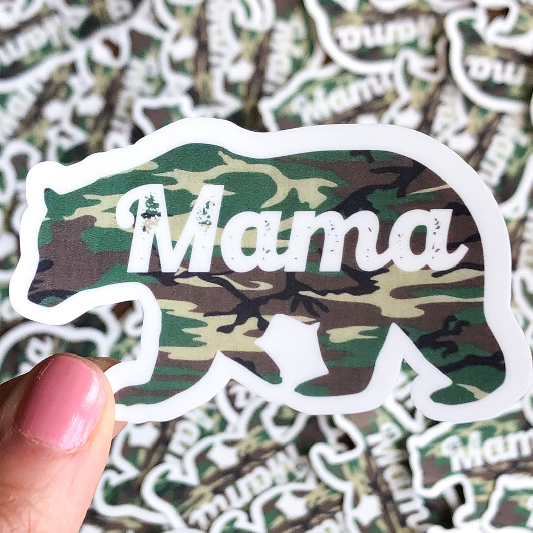 Camo Mama Bear Vinyl Sticker